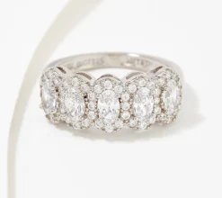 Diamonique Choice of Cut Halo Band Ring, Platinum-Clad - Oval, 6