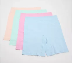 Breezies Cooling Comfort Seamless Long Leg Panty Set of 4 - Pastel, 3X