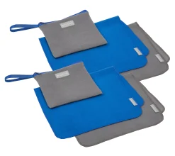MISSION Set of 4 Cooling Towels With 2 Travel Pouches - Blue/Charcoal