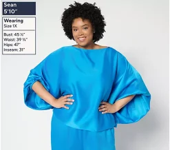 Alternative view of Carla Rockmore Collection Dolman Sleeve Boatneck Satin Blouse