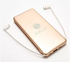 HALO 10,000mAh Power Bank with Integrated Cables & Fast Charging - Brown