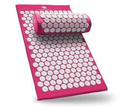 Bed of Nails Acupressure Pillow and Mat Set - Pink