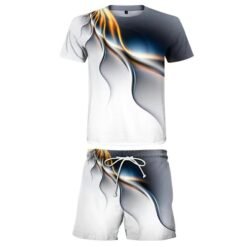 Men's Casual T-shirt Shorts Two-piece Printed Sportswear - TZ0124385, 3XL