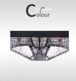 Men's Non-low-rise Ultra-thin Leopard Print Boxer Briefs - Python Pattern, L