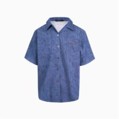Niche Design Pleated Textured Short Shirt Men's Tops - Blue, L