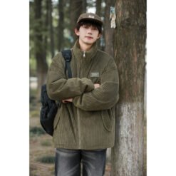 New Winter American-style Corduroy Cotton Coat With A Premium High-end Feel - Army Green, 3XL