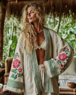 Linen Shawl-printed Buttonless Shirt Travel Ethnic-style Shawl - GKNH57164U1, 4XL