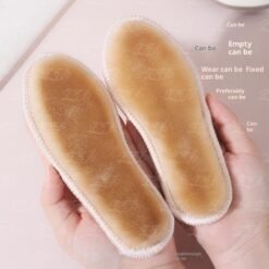 Children's Warm Insole Winter Fleece-lined Thickened Super Soft Sweat Absorbing And Deodorant - Khaki, 37Size