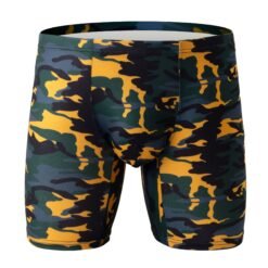 Men's Camouflage Loose U Convex Casual Sports Boxers - Green And Yellow Camouflage, XXL
