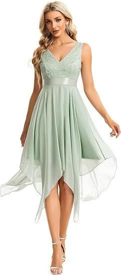 Women's Lace Chiffon Cocktail Ball Gown - Style6, US Size 8