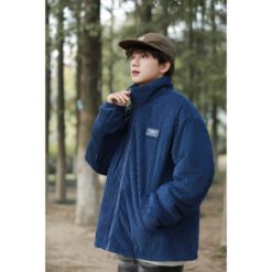New Winter American-style Corduroy Cotton Coat With A Premium High-end Feel - Dark Blue, 2XL
