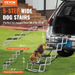 Alternative view of Dog Stair For Cars 5-step Folding Dog Steps Aluminum Loads Up To 150 Lbs