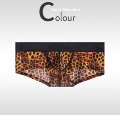 Men's Non-low-rise Ultra-thin Leopard Print Boxer Briefs - Yellow Leopard, 3XL