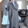 Womens Stylish Mid-length Gray Wool Coat