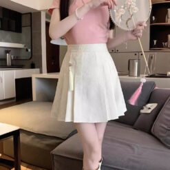 Stylish And Minimalist Design Womens Skirt - White, S