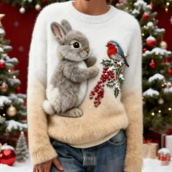 Flannel Top For Christmas Sweet Crew-Neck Sweater With Snowman Design POD - Style4, S