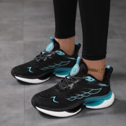 Womens Lightweight Shock-Absorbing Mesh Running Shoes For Sports - Black, 37