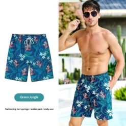 Couples Loose Quick-Drying Beach Shorts With Digital Print - Color D, XXL