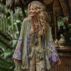 Linen Shawl-printed Buttonless Shirt Travel Ethnic-style Shawl - GKNH57164U, XL