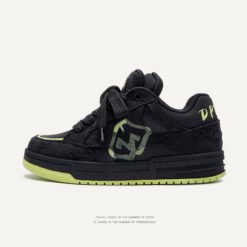 Women's Creative All-match Printed Flat Sneakers - M018 Black And Green, 44