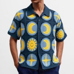 Men's Summer Short-sleeved Cardigan Sweater - Navy Blue, 2XL