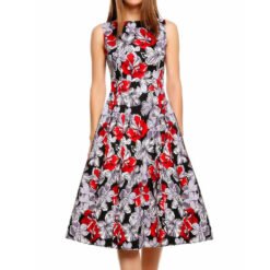 Vintage print dress - Lily red, M