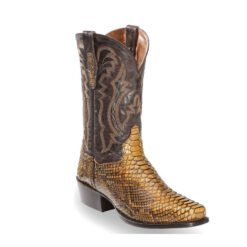 Mens Embroidered Pointed-Toe Patchwork Quilted Boots - Yellow, 48