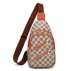 Lightweight High-capacity Chest Pack For Men - Light Brown Plaid