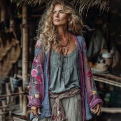 Linen Shawl-printed Buttonless Shirt Travel Ethnic-style Shawl - GKNH57164U6, 3XL