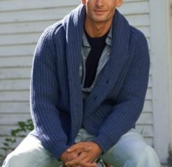 Solid-color Lapel-neck Knit Sweater Jacket From Europe And The US - Blue, L