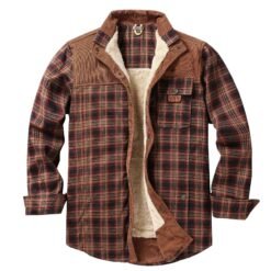 European-size Plaid Shirt Mens Outerwear - Red Coffee, M