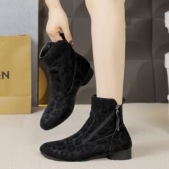 Women's Retro Suede Martin Boots Girl - Black Plus Velvet, 37