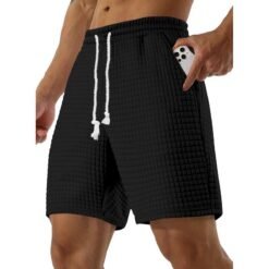 Mens Loose-fit Small-check Sports And Casual Shorts - Black, M