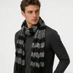 Beige Jacquard Crinkle Scarf - Textured Boho Scarf 66inchx28inch - Multicolor