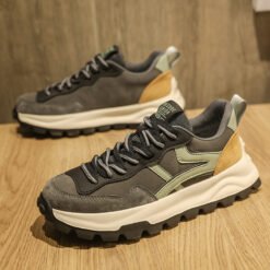 Versatile Casual Dad ShoesConverse-style Sneakers For Teenage Boys - Black And Green, 43