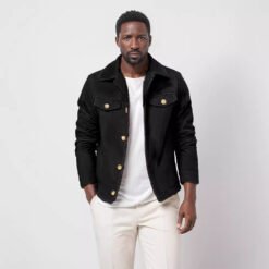 Mens Trendy Wool Coat With A Single-breasted, Solid-color Design