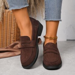 British-style Low-top Vintage Suede Shoes - Dark Brown, 39