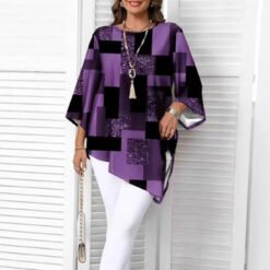 Relaxed, Casual Top With An Asymmetrical Hem - Purplish Red, 2XL