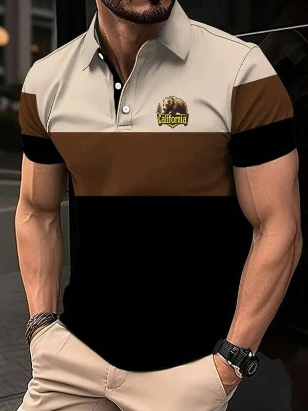 Mens Casual Printed Button-up Shirt With A Lapel Collar - Image 8