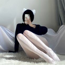 Horse-oil Silk Snag-resistant Glossy And Smooth Tights - White Open Pantyhose, Average Size