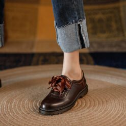 Alternative view of Womens Retro Silk Lace-Up Chunky-Heel Pumps