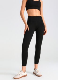 Mesh Side-pocket Stretchy Athletic Leggings - Black, XXL