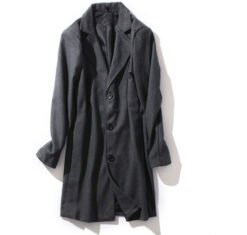 Mens Mid-length Long-sleeve Wool Coat Autumnwinter Wool Outerwear - Dark Gray, 5XL