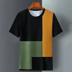 Summer Ice Silk Short Sleeve T-shirt Men - Black, XXXL