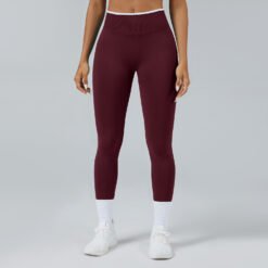 Seamless Knitted Tight High Waist Quick-drying Sports Yoga Pants - Chestnut Color, M