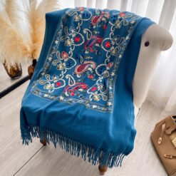 Stylish Minimalist Ethnic Inspired Thermal Scarf For Women - Blue, 200x70cm