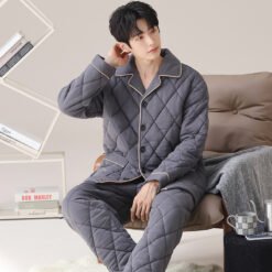 Mens Three-layer Quilted Loungewear For Fall And Winterwear It Indoors Or Out - 02J18206, XL
