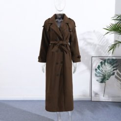 Elegant Wool Long Coat New Casual-style Outerwear - Brown, M