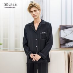 Mumi Heavyweight Silk Pajamas For Men - 5095 Onyx Black 19 M, XXL