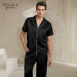 Mumi Heavyweight Silk Pajamas For Men - 5089 Onyx Black 19 M, XL